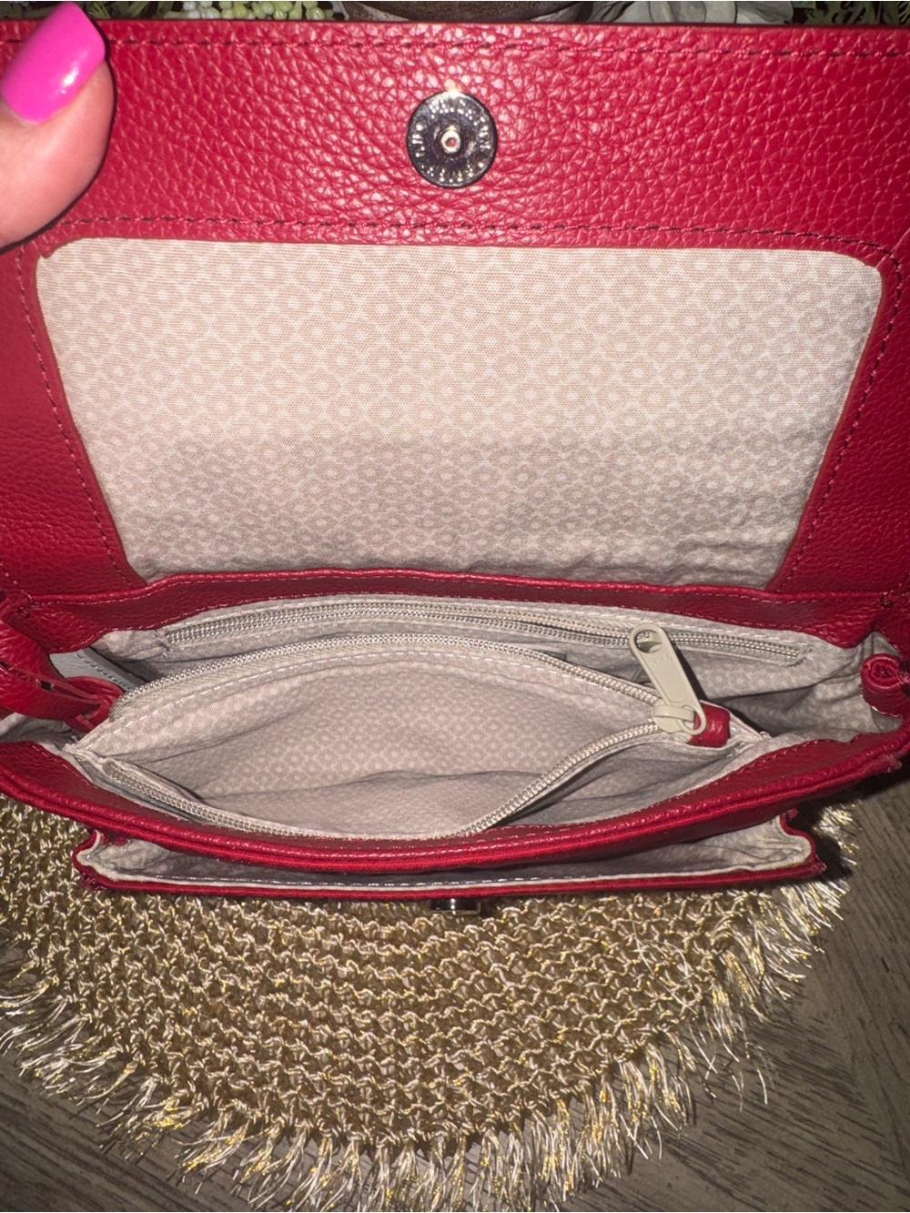 LIKE NEW Brighton Croc-Textured Bag with Adjustable Strap & Heart Lock heart ❤️ - Picture 5 of 9